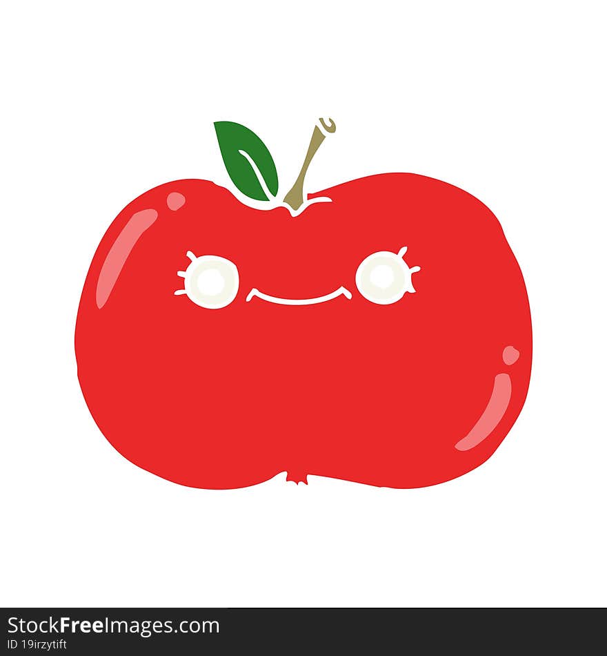 cute flat color style cartoon apple