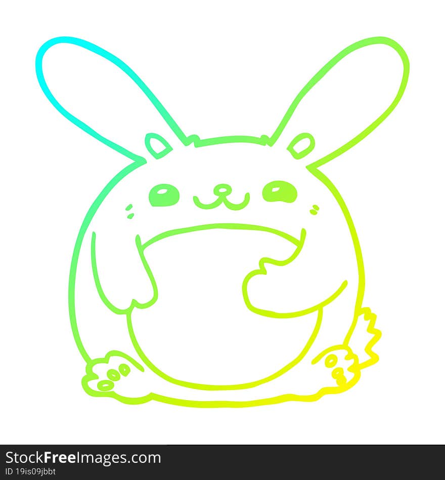 cold gradient line drawing of a cartoon rabbit