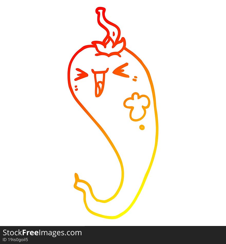 warm gradient line drawing cartoon hot chili pepper