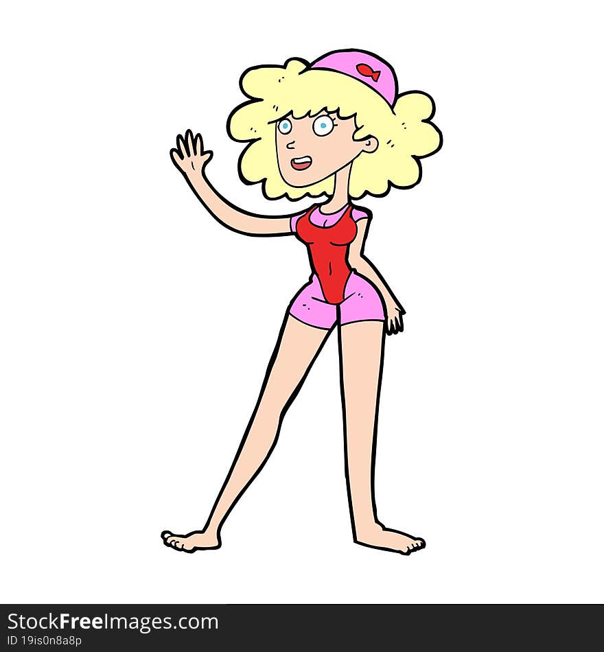 cartoon swimmer woman