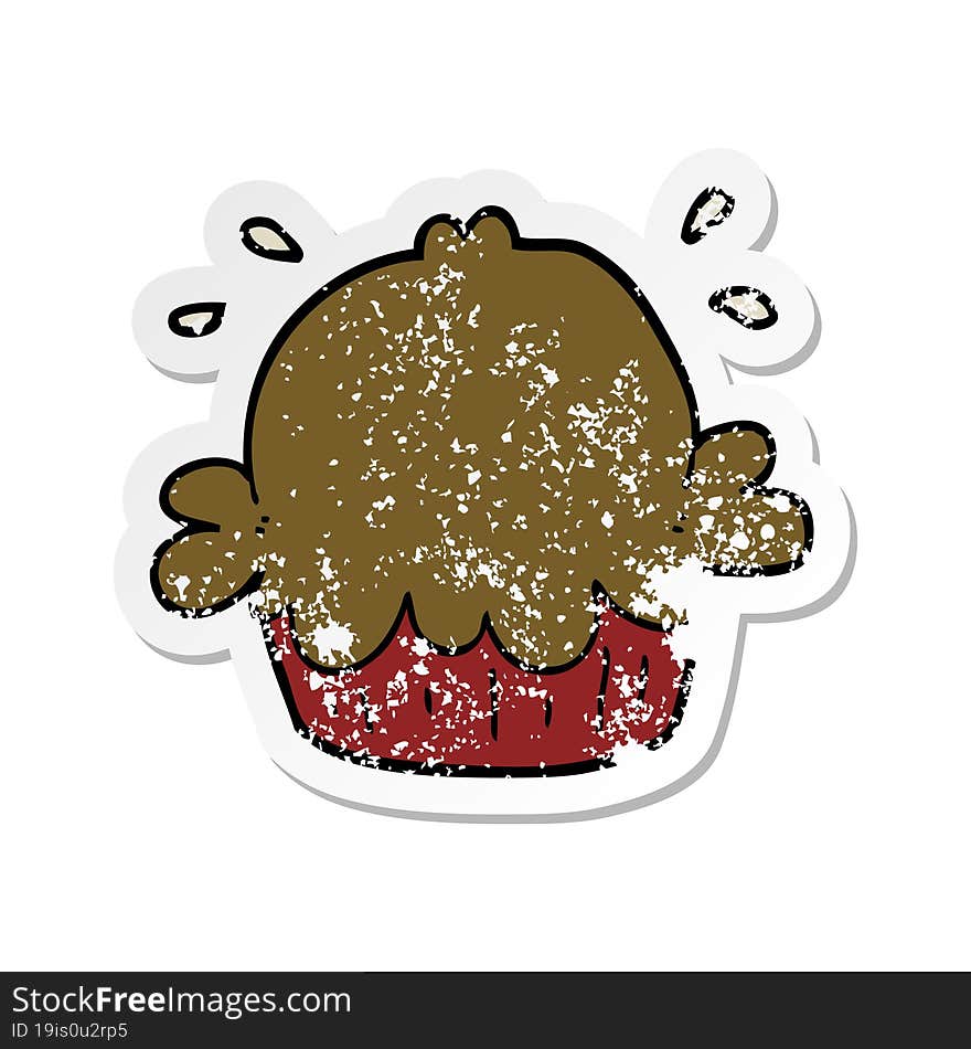 distressed sticker of a cute cartoon pie