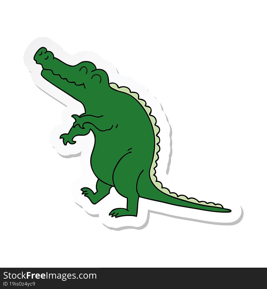 sticker of a quirky hand drawn cartoon crocodile