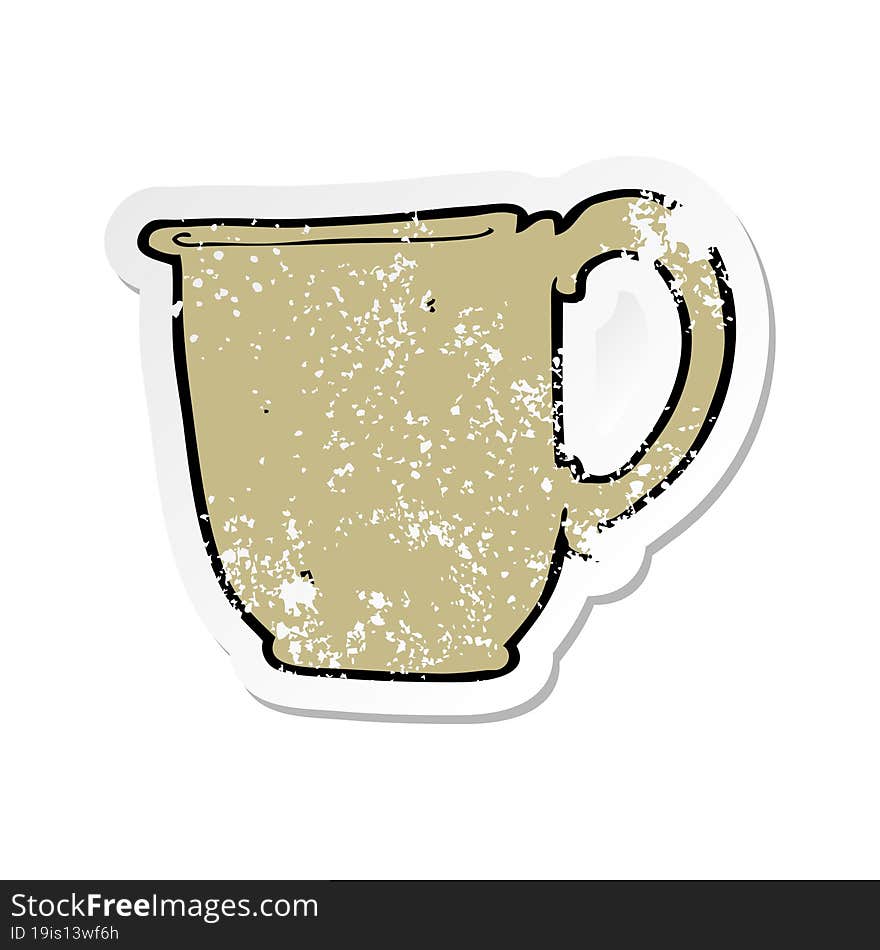 retro distressed sticker of a cartoon mug