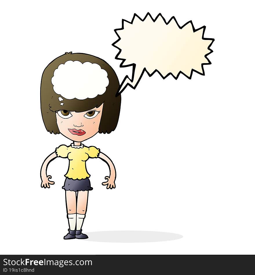 cartoon woman with idea with speech bubble