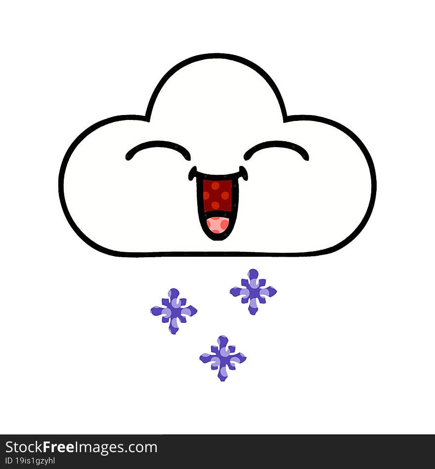 comic book style cartoon of a snow cloud