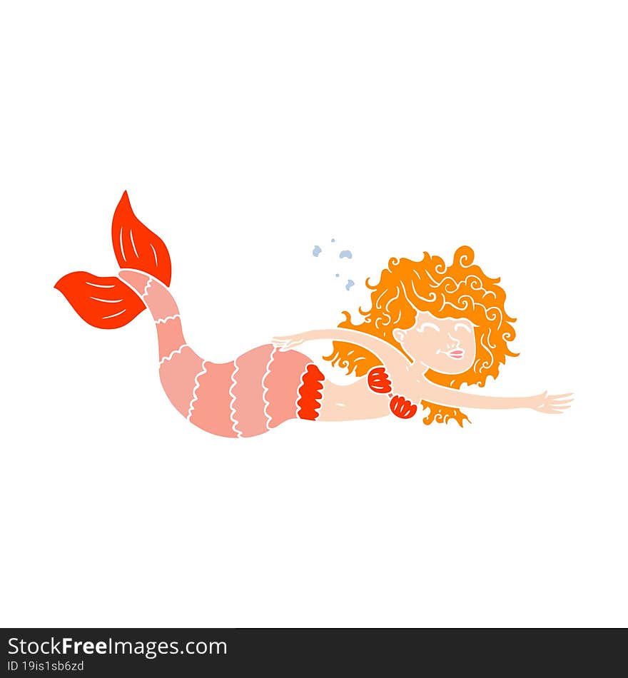 flat color style cartoon mermaid