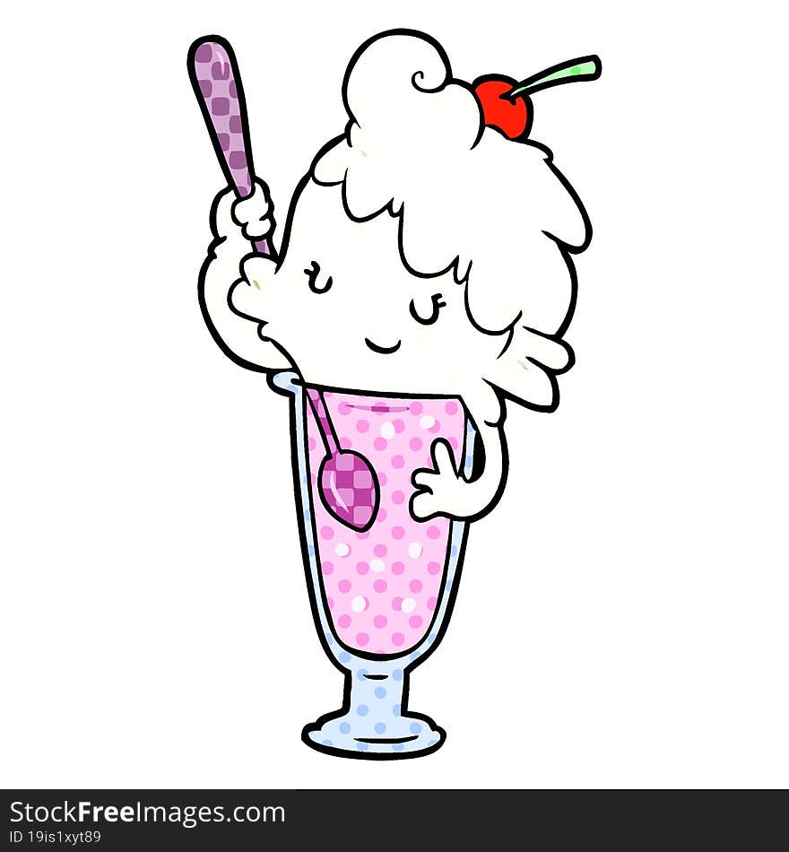 cartoon ice cream soda girl. cartoon ice cream soda girl