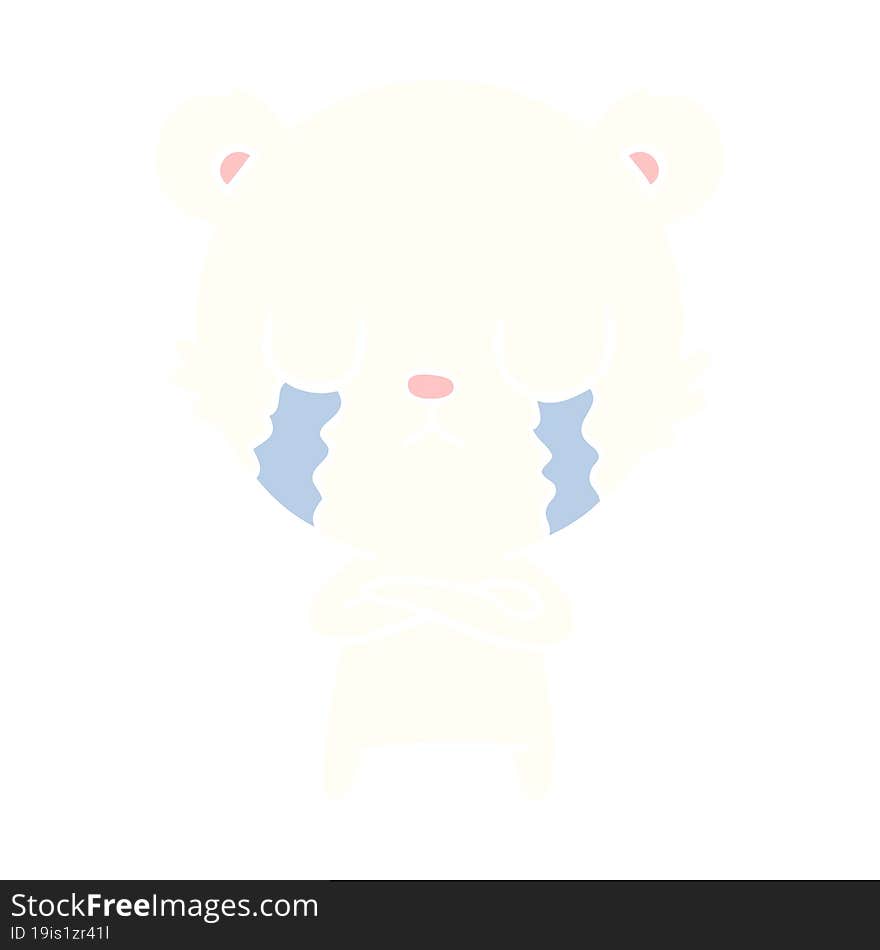 crying polar bear flat color style cartoon