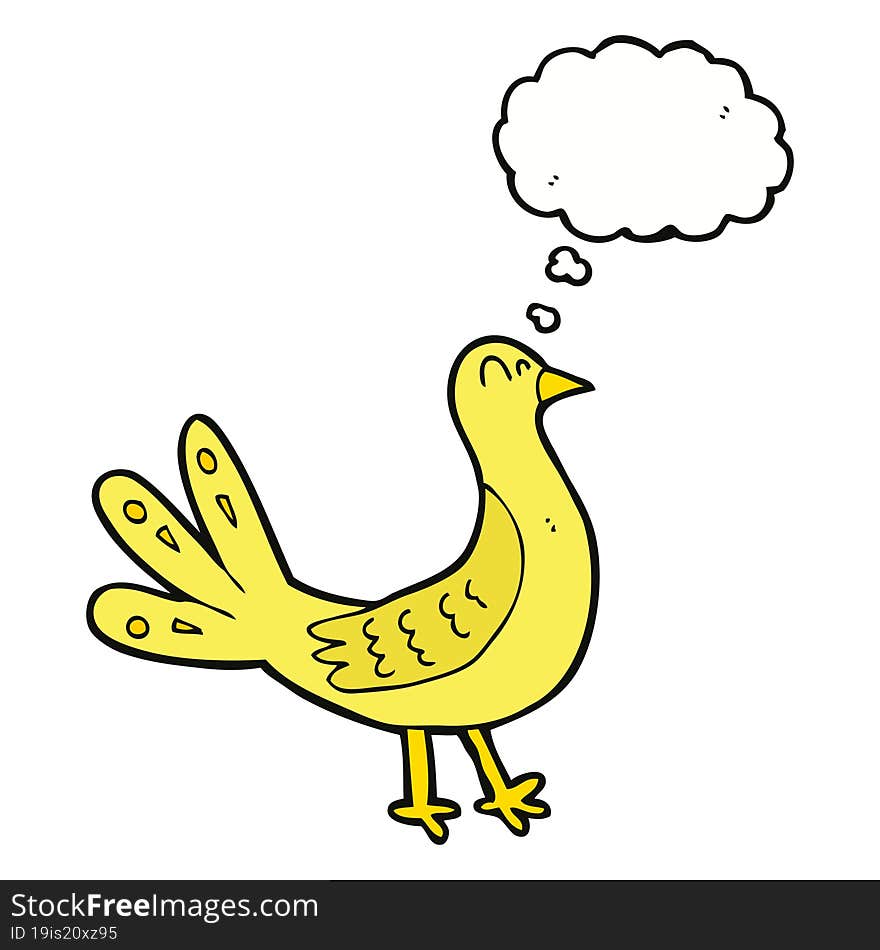 cartoon bird with thought bubble