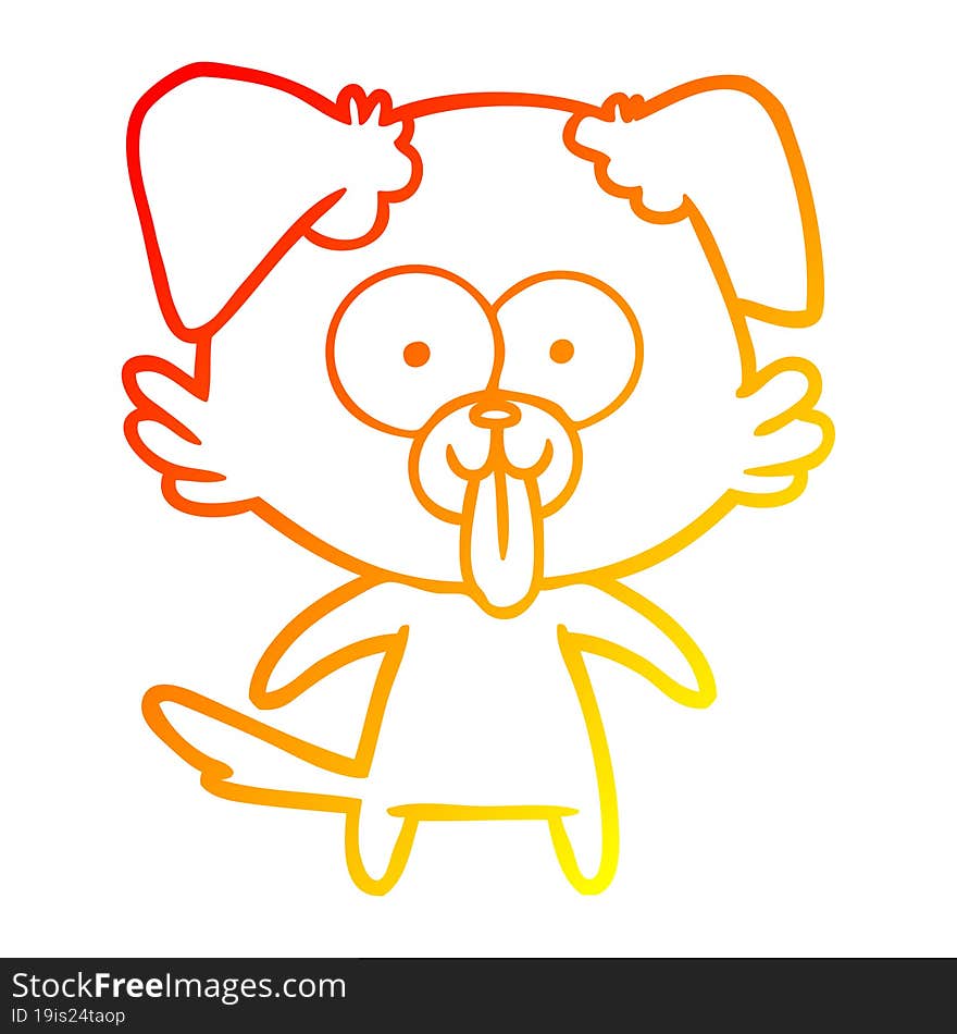 warm gradient line drawing of a cartoon dog with tongue sticking out