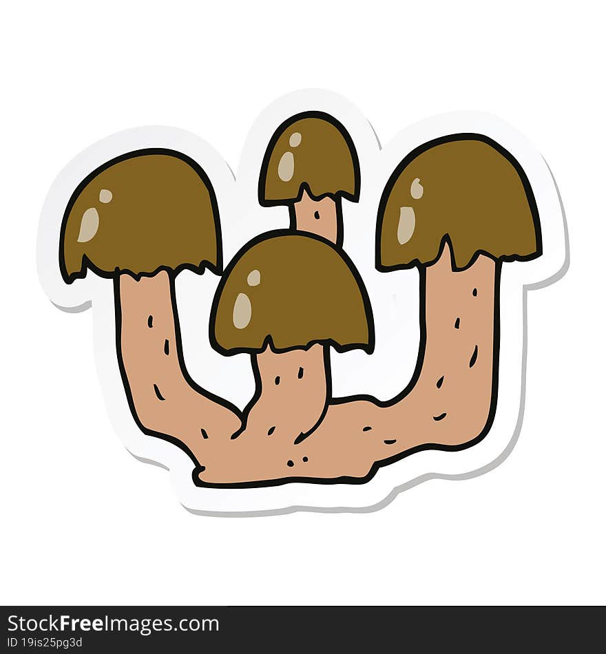 sticker of a cartoon mushrooms