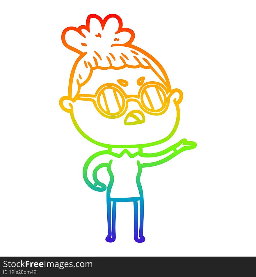 rainbow gradient line drawing cartoon annoyed woman