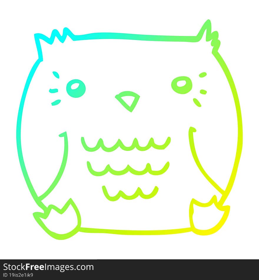 cold gradient line drawing cartoon owl