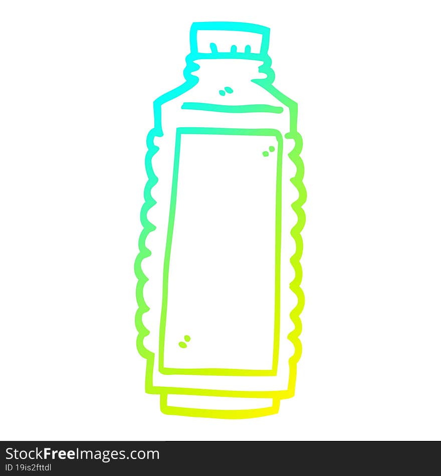 cold gradient line drawing cartoon water bottle