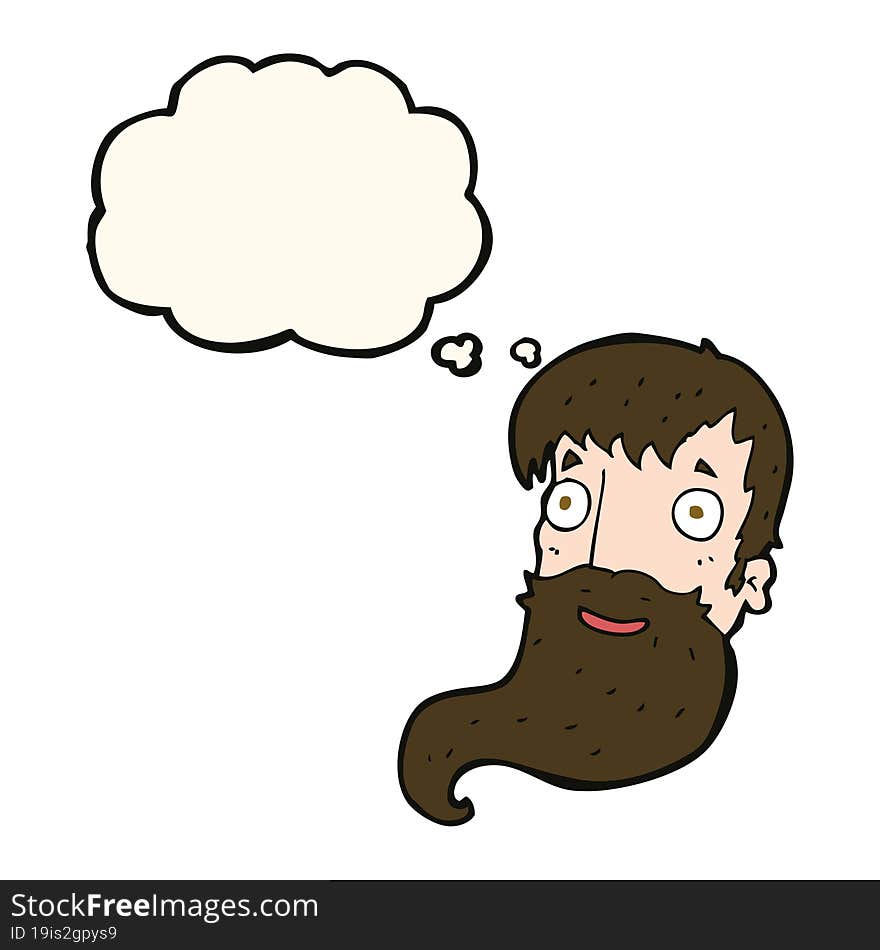 cartoon bearded man with thought bubble