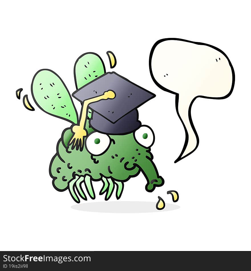 speech bubble cartoon fly graduate