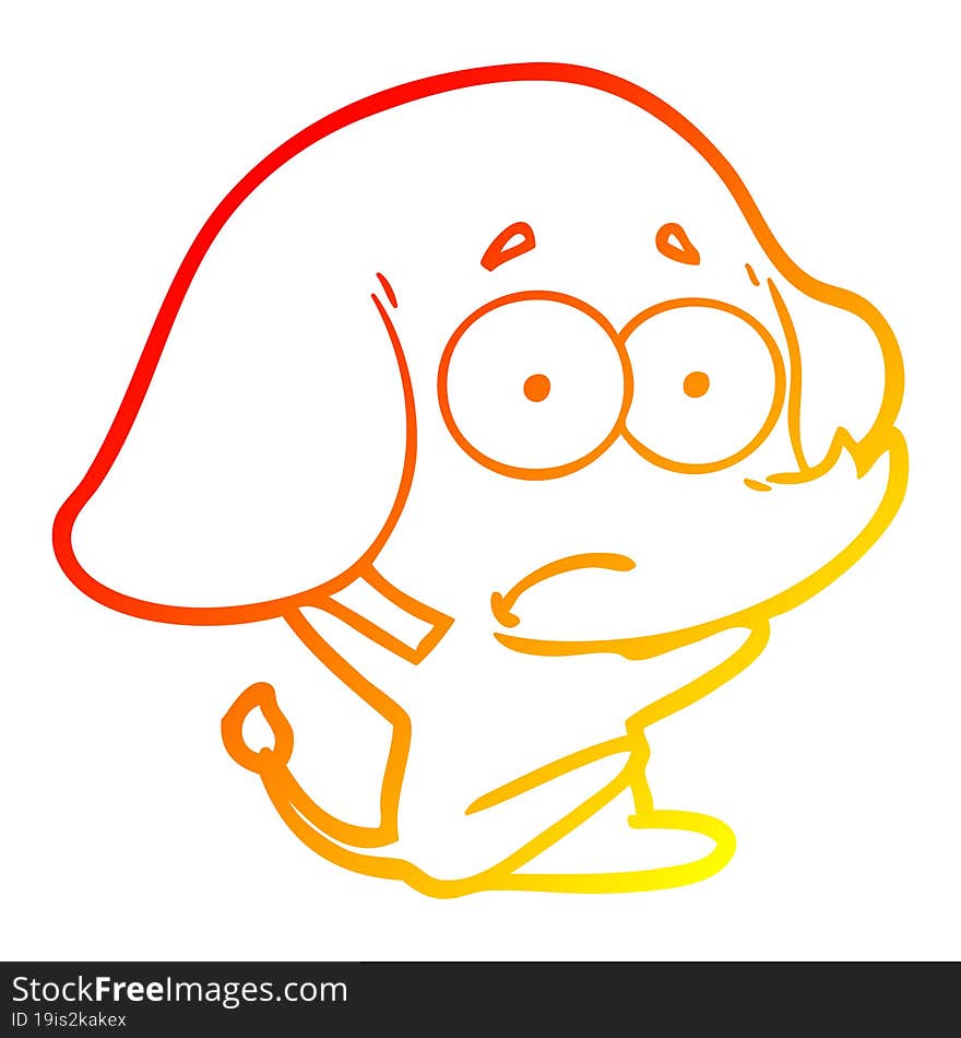 warm gradient line drawing cartoon unsure elephant