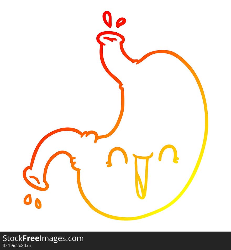 warm gradient line drawing cartoon happy stomach