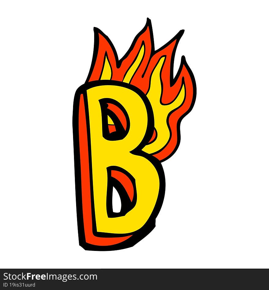 cartoon flaming letter