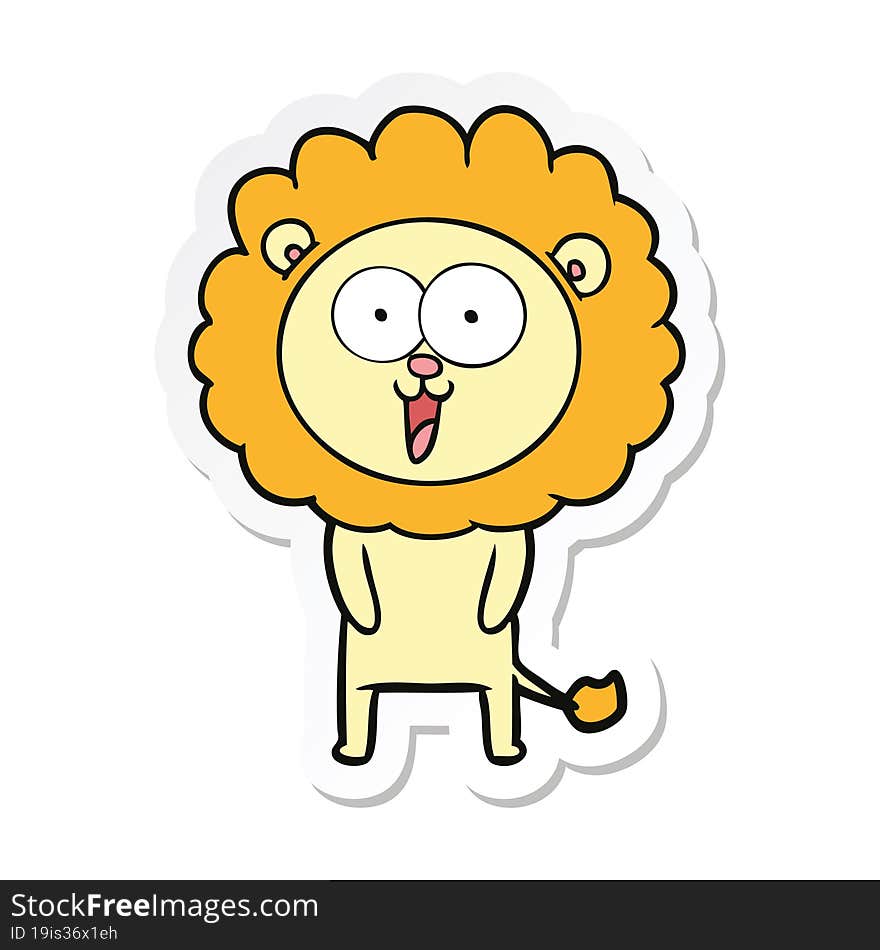 sticker of a happy cartoon lion