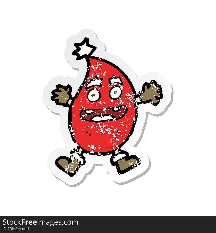 retro distressed sticker of a cartoon funny christmas creature