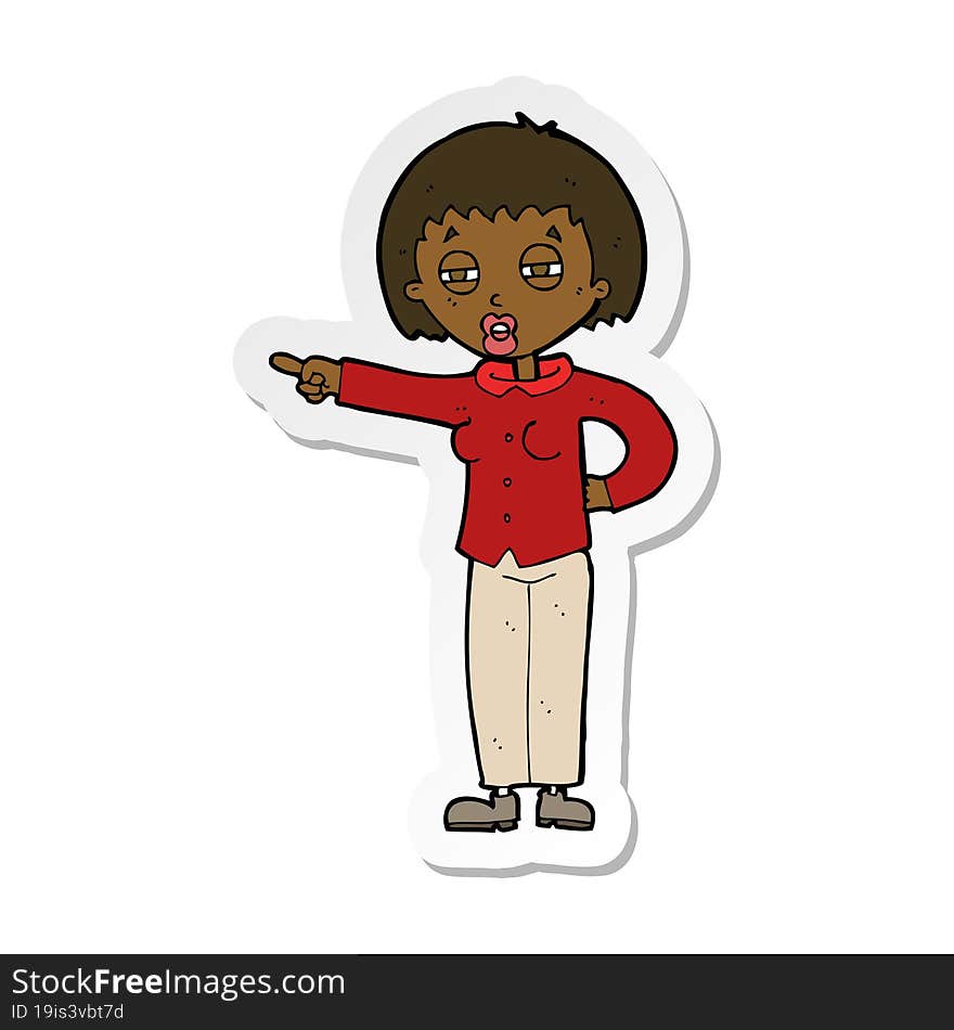 sticker of a cartoon woman telling off