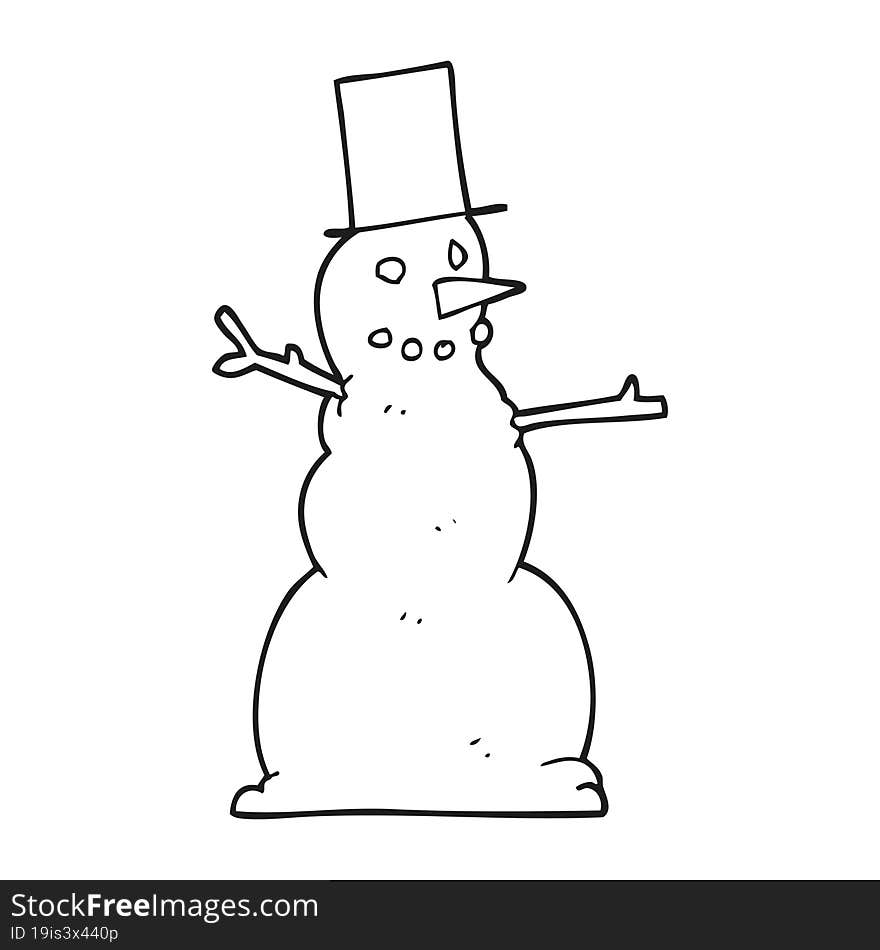 Black And White Cartoon Snowman