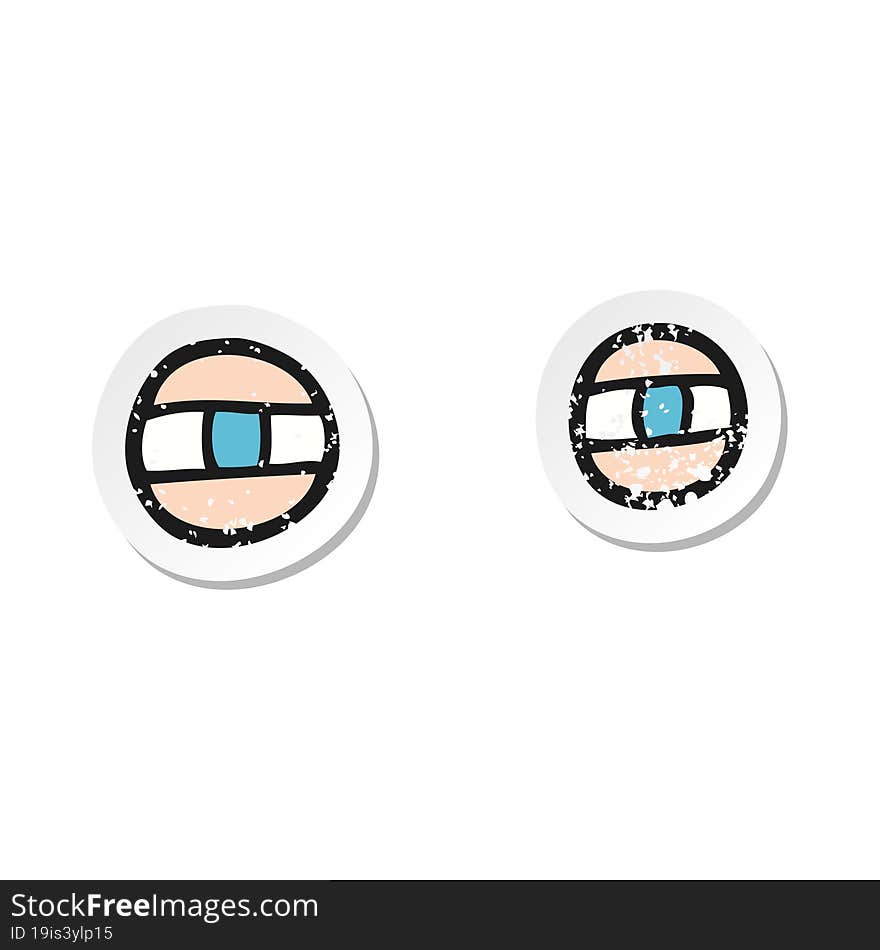 Retro Distressed Sticker Of A Cartoon Scowling Eyes