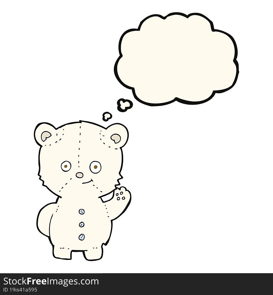 cartoon polar bear cub with thought bubble