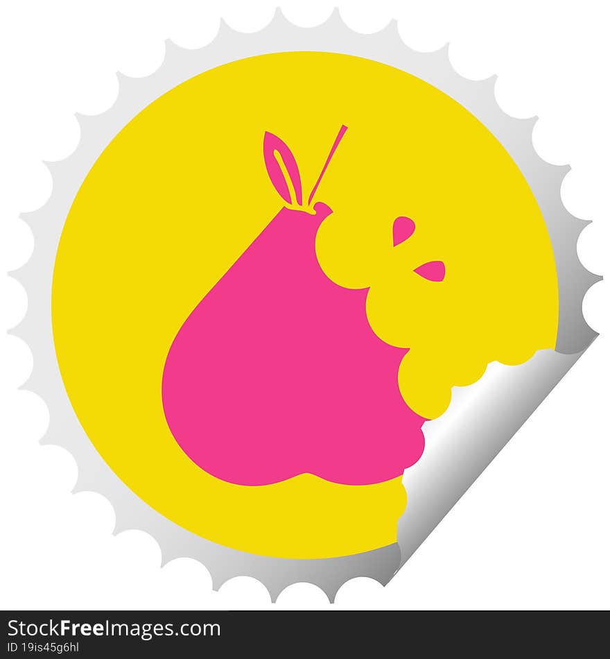 circular peeling sticker cartoon of a green pear