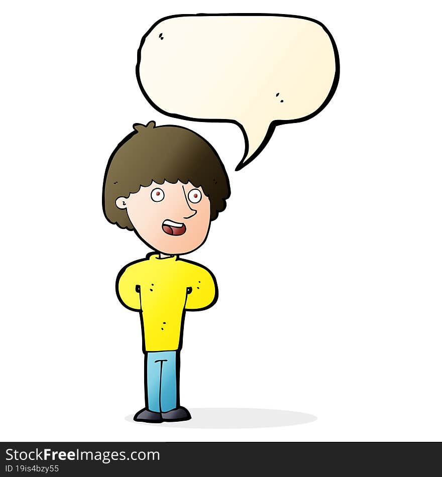 Cartoon Happy Man With Speech Bubble