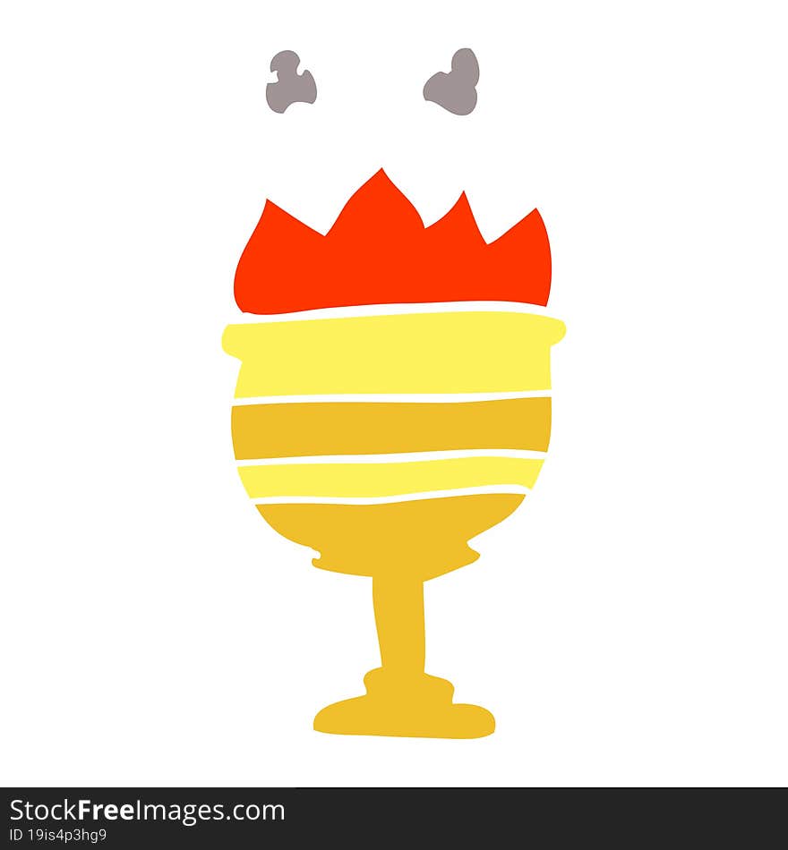 cartoon doodle flaming golden cup