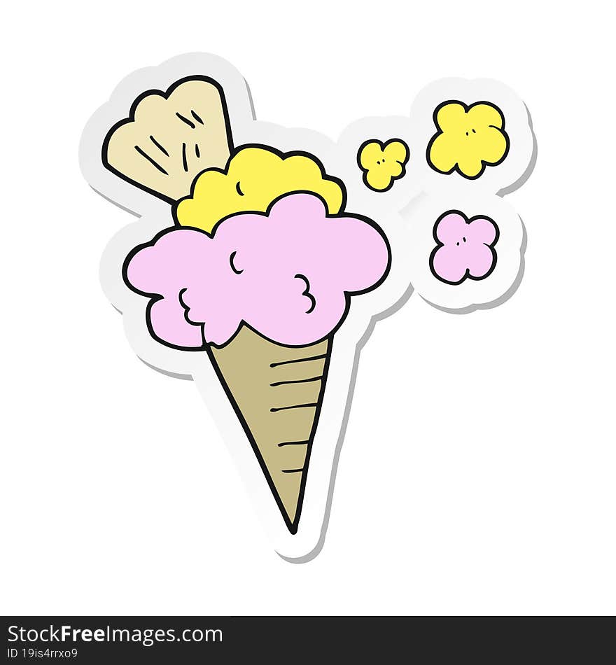 sticker of a cartoon ice cream