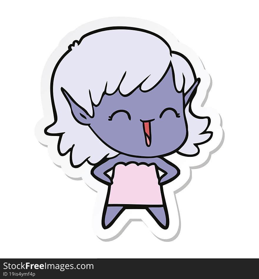 sticker of a cartoon elf girl