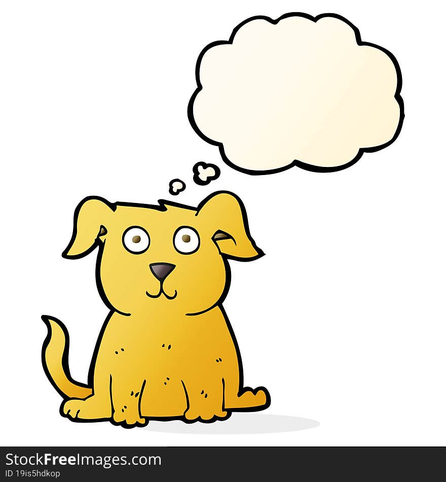 Cartoon Happy Dog With Thought Bubble