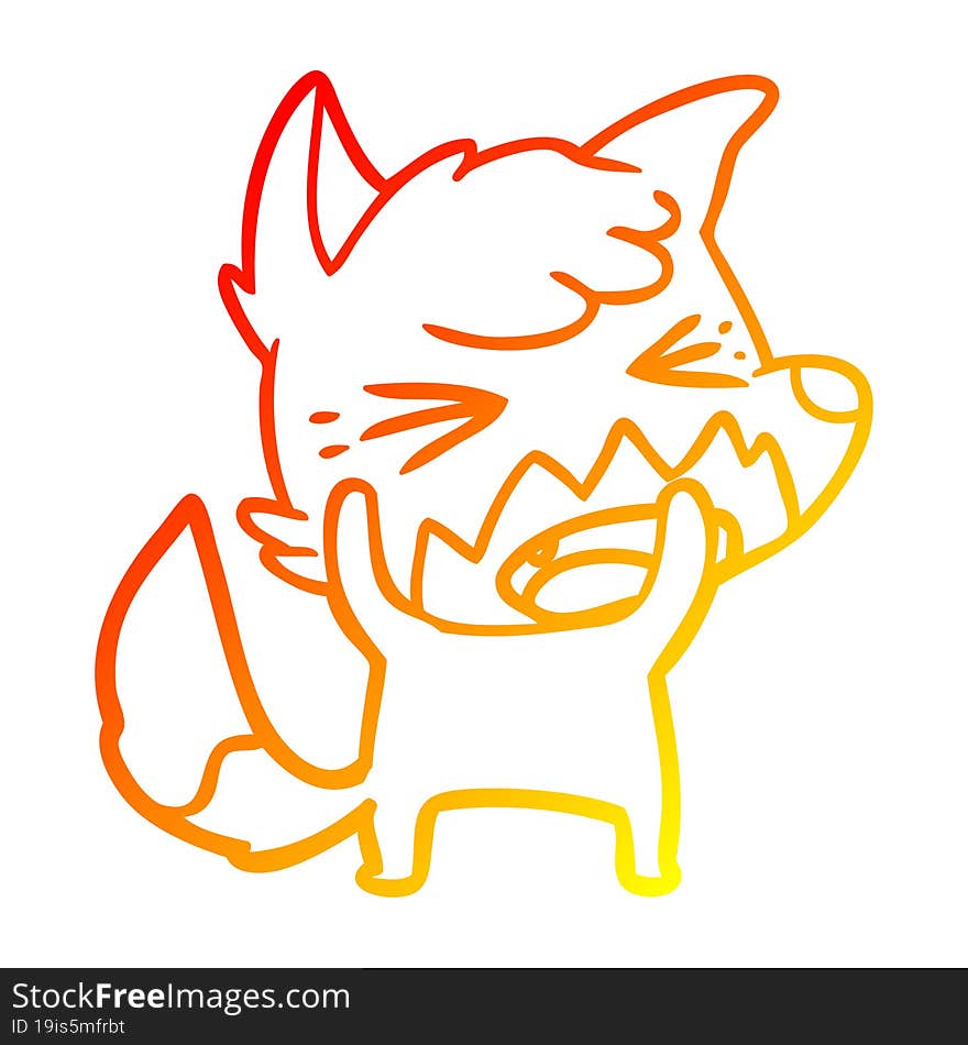 Warm Gradient Line Drawing Angry Cartoon Fox