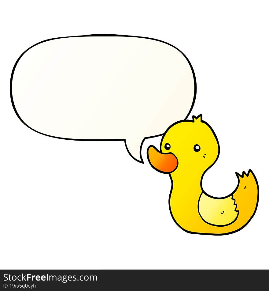 cartoon duck and speech bubble in smooth gradient style