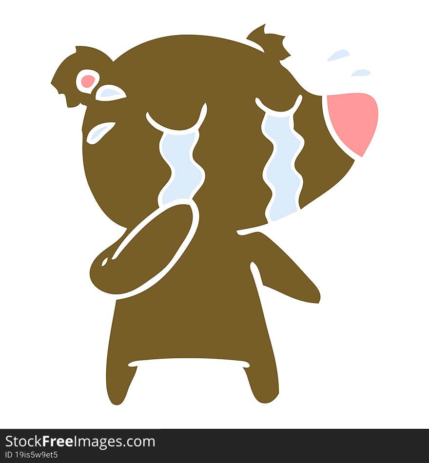 Flat Color Style Cartoon Crying Bear