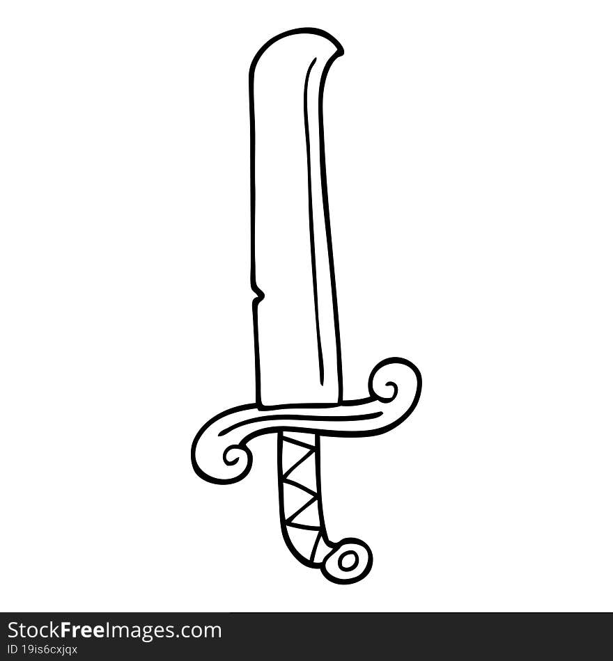 Line Drawing Cartoon Ancient Sword