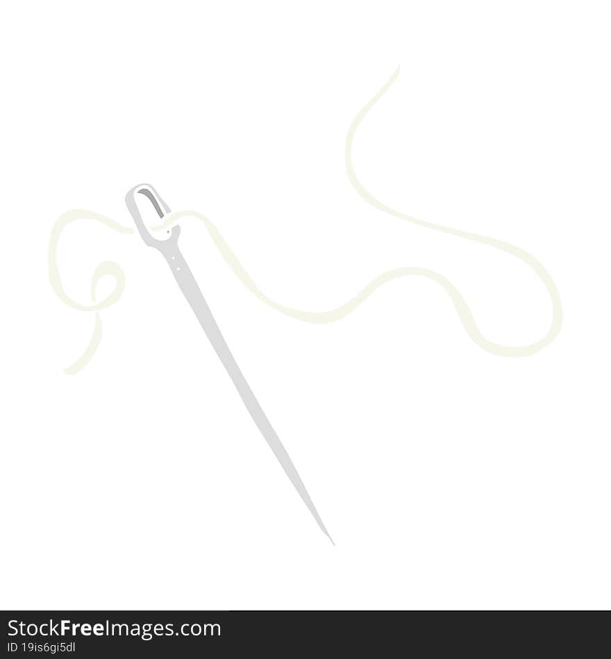 flat color illustration of needle and thread. flat color illustration of needle and thread