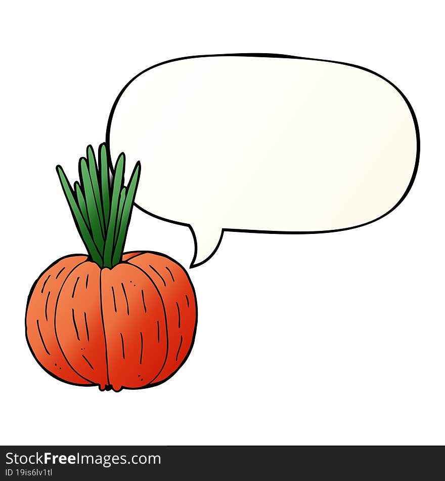 Cartoon Vegetable And Speech Bubble In Smooth Gradient Style