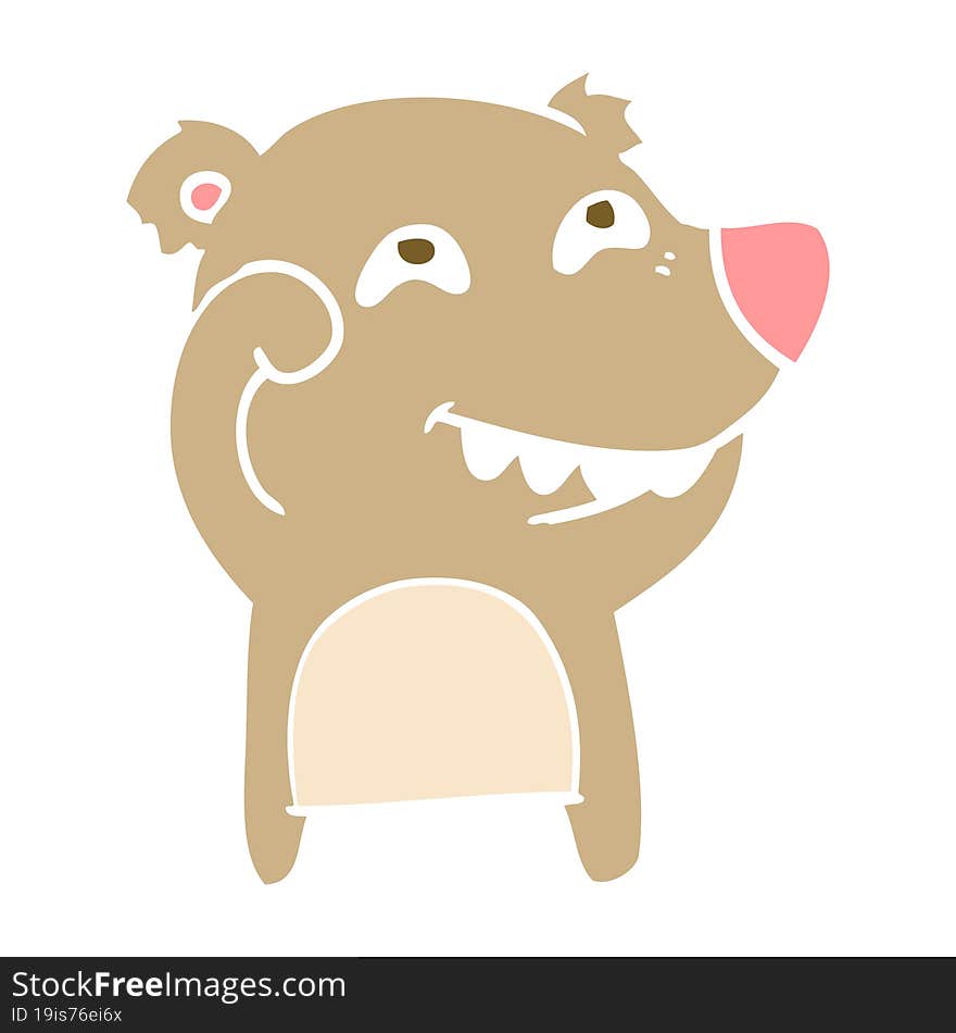 flat color style cartoon bear showing teeth