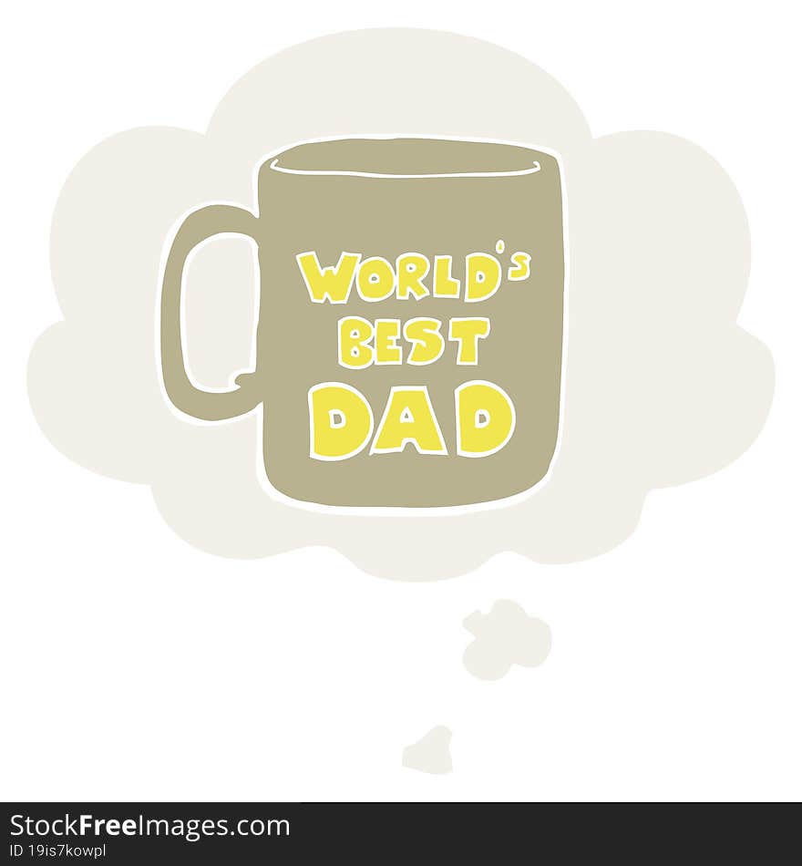 worlds best dad mug and thought bubble in retro style