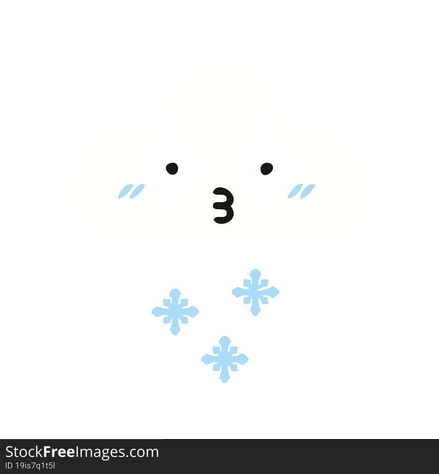 flat color retro cartoon snow cloud