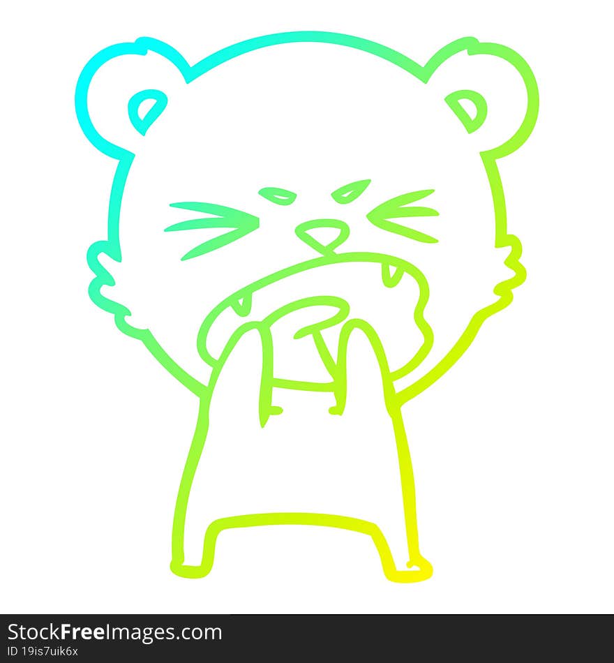 cold gradient line drawing hungry cartoon bear