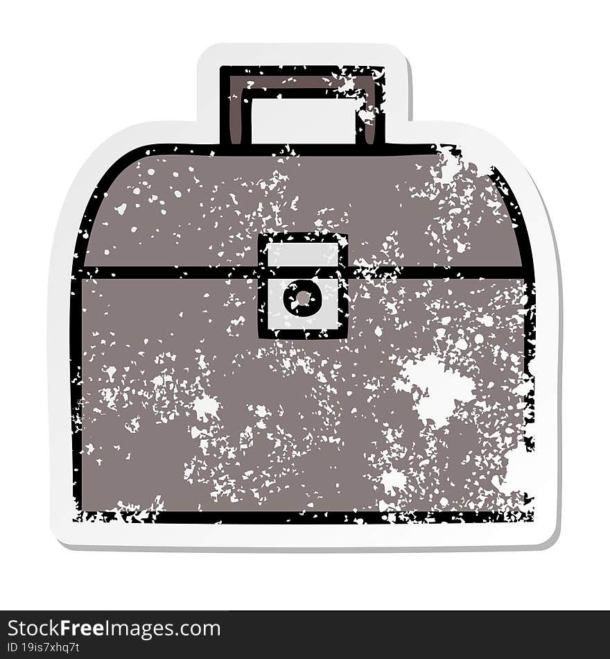 distressed sticker of a cute cartoon metal case