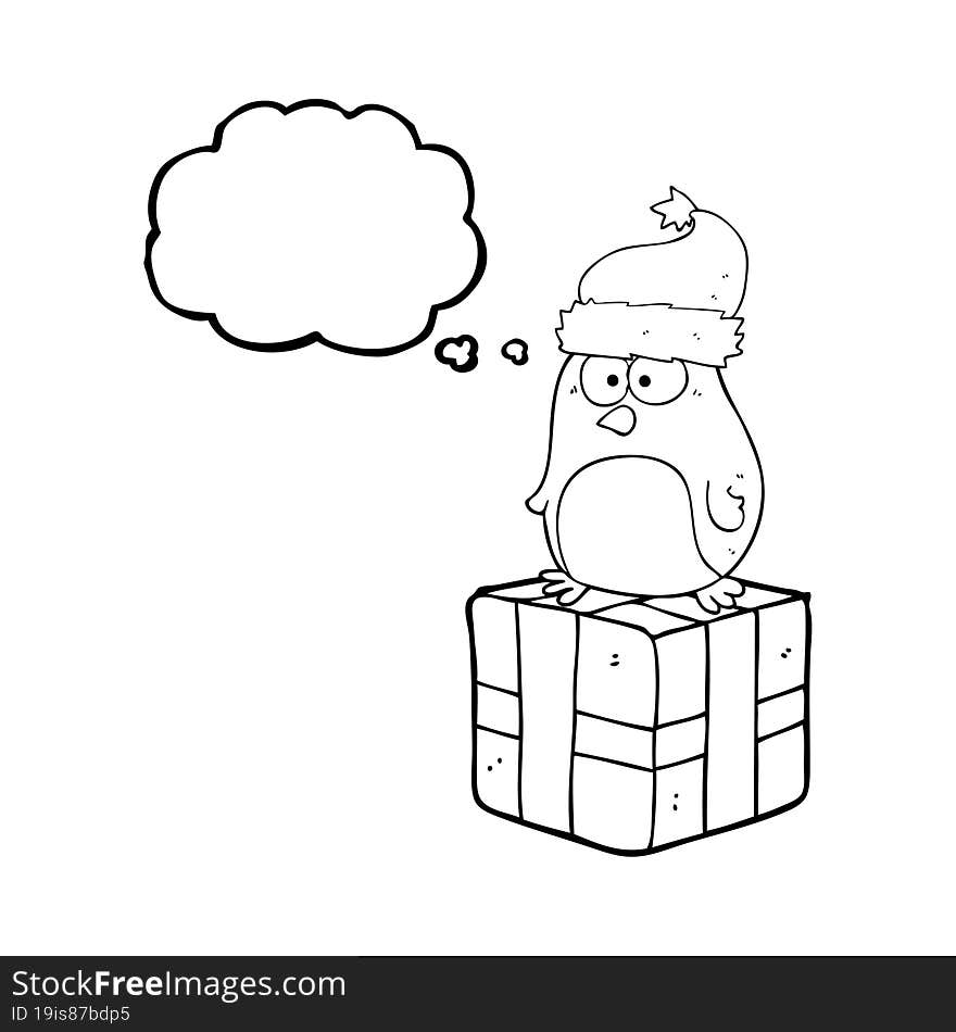 Thought Bubble Cartoon Robin On Present