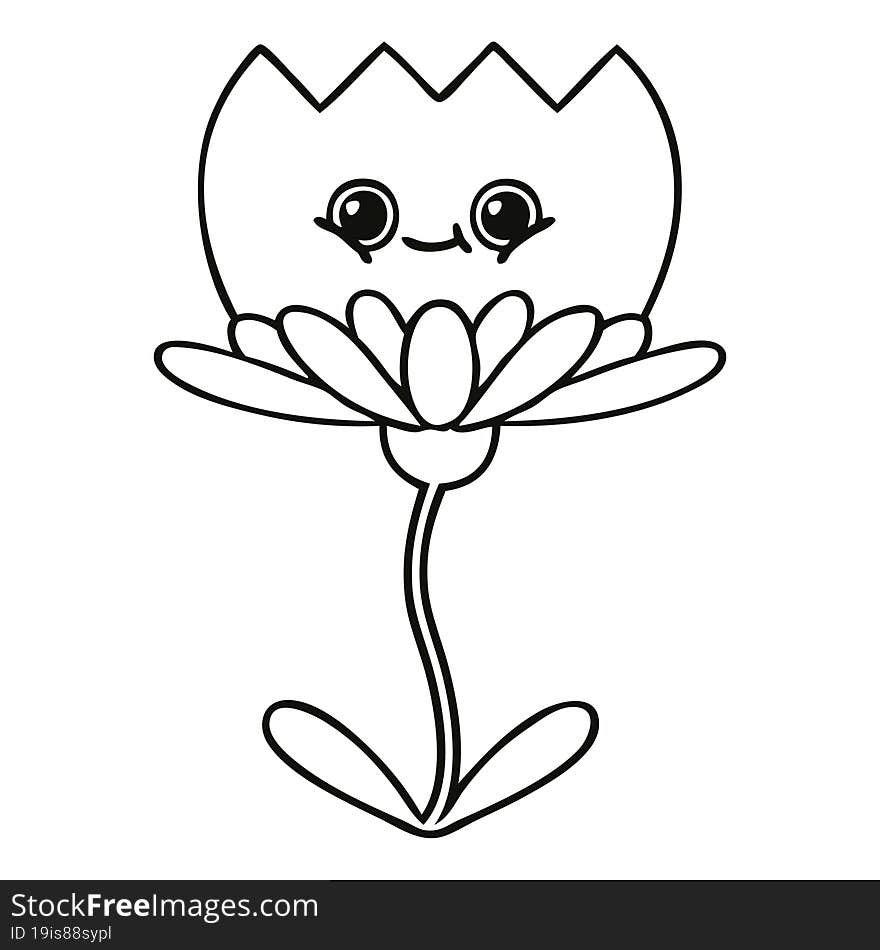 line drawing cartoon of a flower. line drawing cartoon of a flower