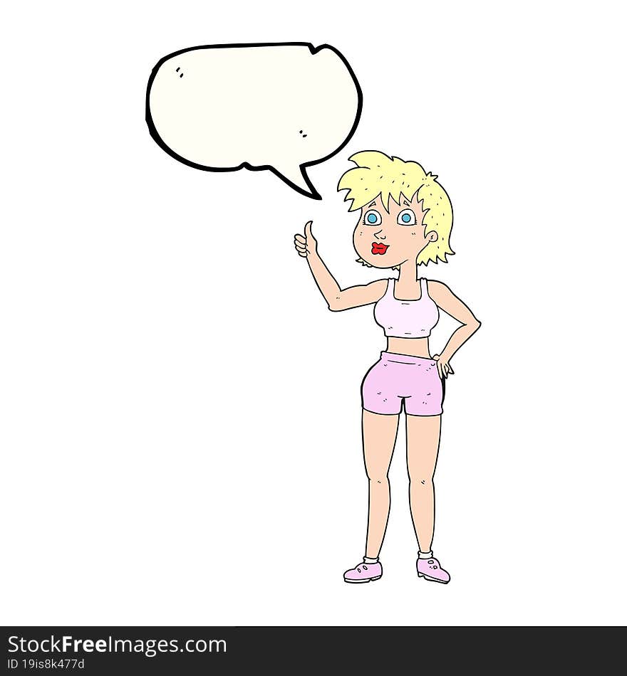 Speech Bubble Cartoon Happy Gym Woman