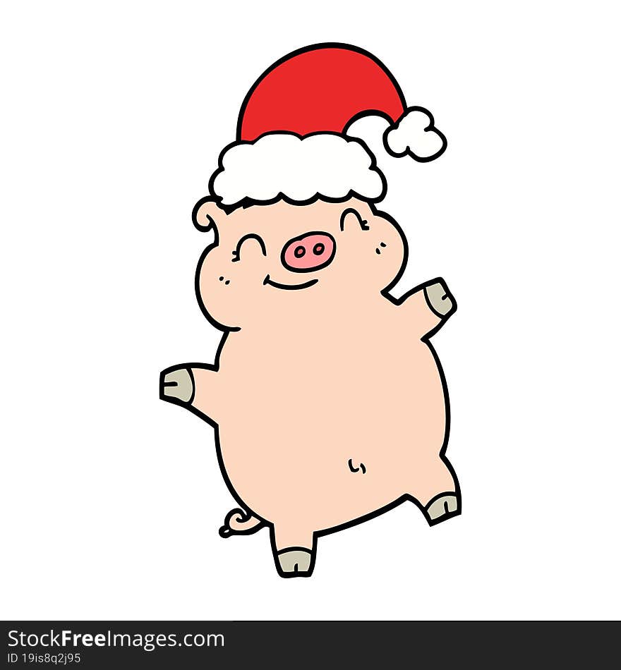 cartoon happy christmas pig